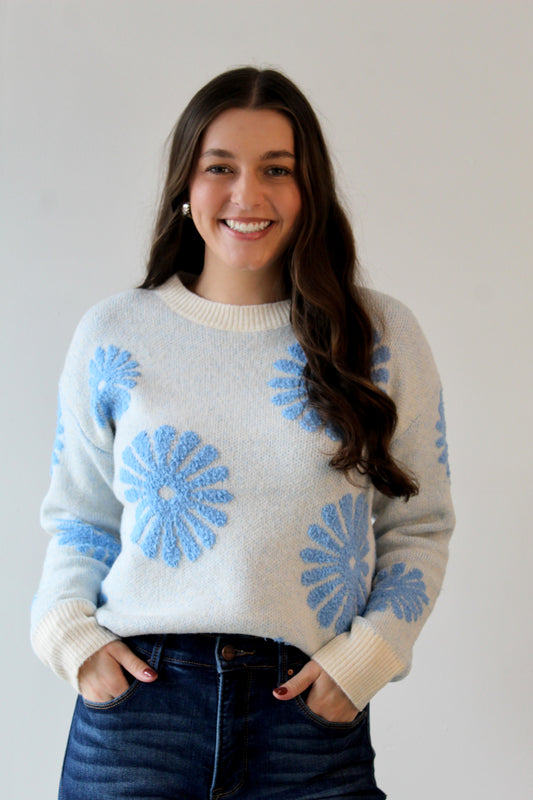 Floral Flocked Sweater