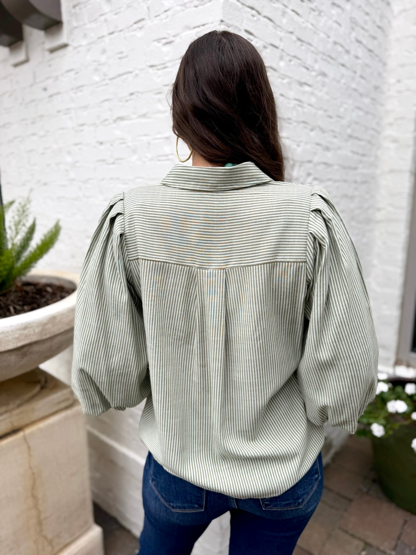 Pleated Stripe Shirt - Mint