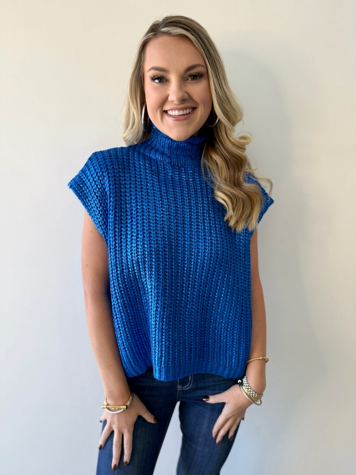 Glitzy Metallic Sweater - Royal