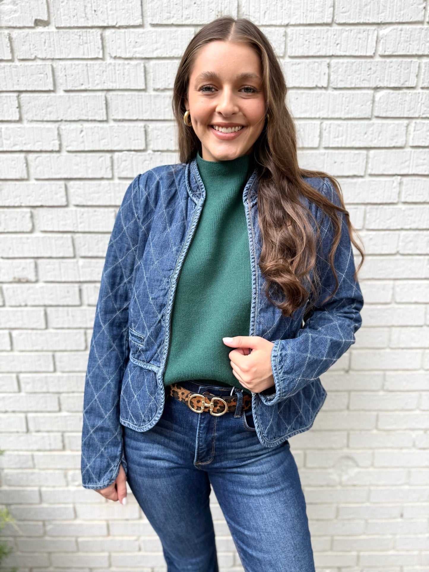 Quilted Zip Denim Jacket