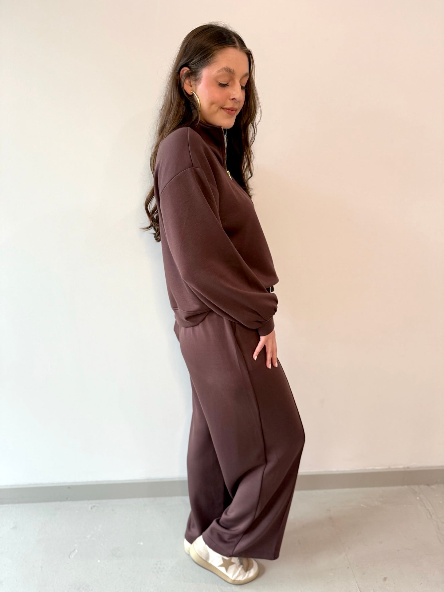 Hannah Half Zip Top & Pant Set - Espresso
