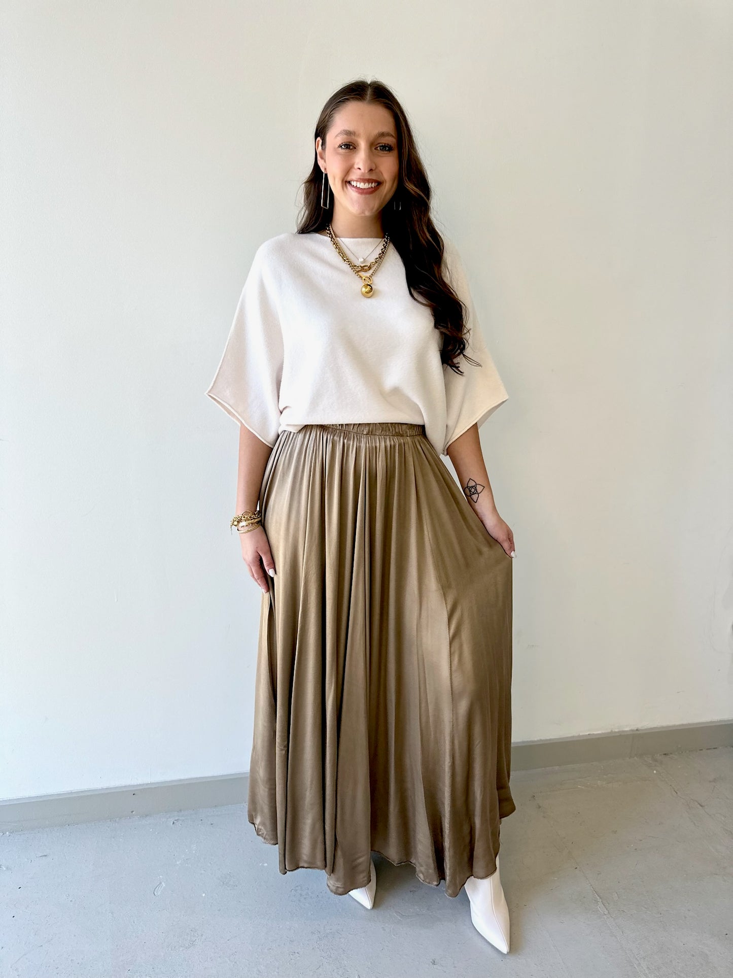 Silky Maxi Skirt - Camel