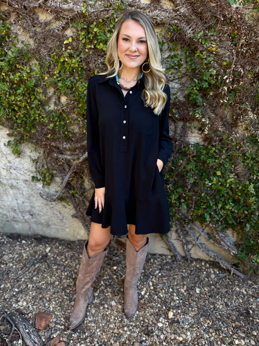Candyce A Line Mini Dress - Black