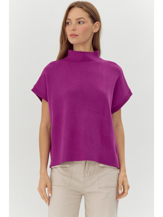 Drop Shoulder Comfy Knit Top- Magenta