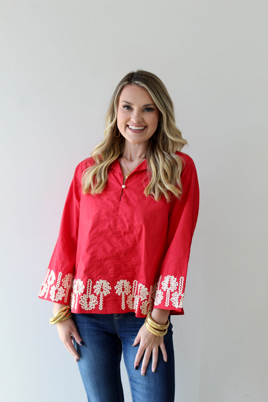 3D Floral Accent Top