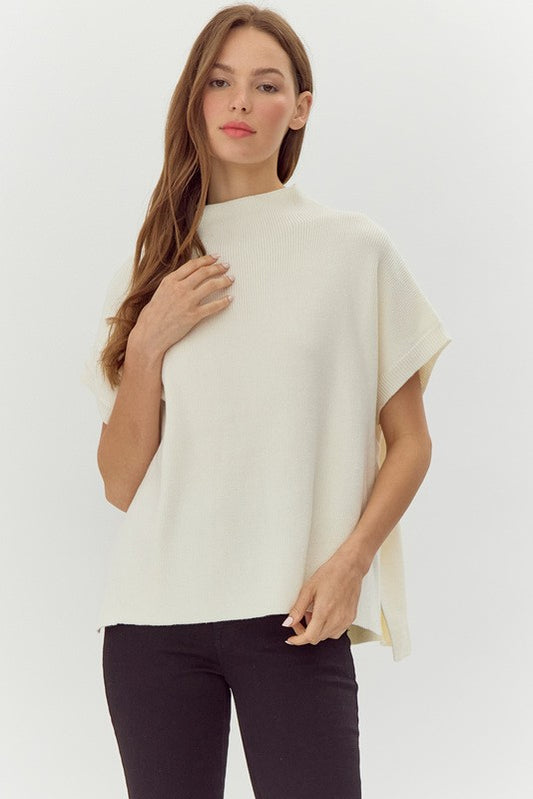 Drop Shoulder Comfy Knit Top- Ivory