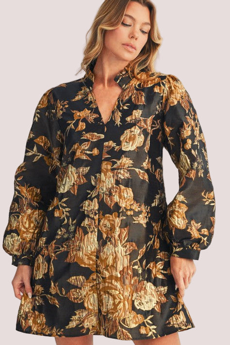 Floral Jacquard Print Dress