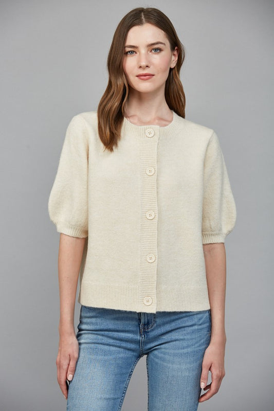 Victoria Ivory Round Neck Cardigan