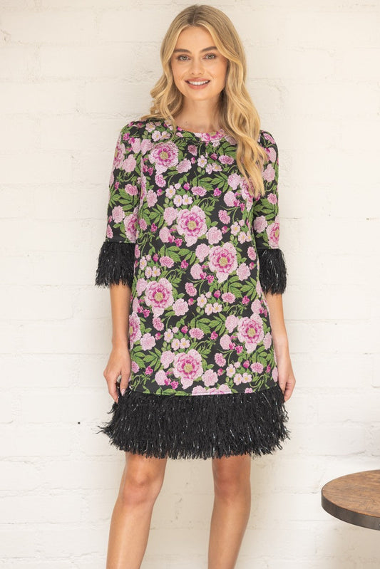 Floral with Contrast Trim Dress