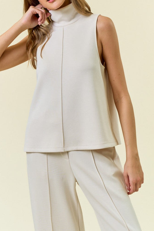 Buttery Soft Pintuck Top & Pant Set - Ecru