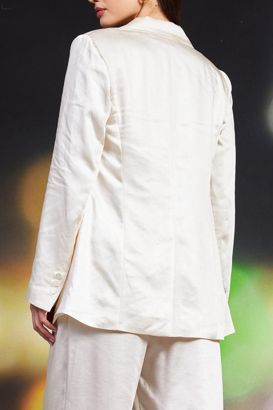 Evelyn Satin Blazer- Cream