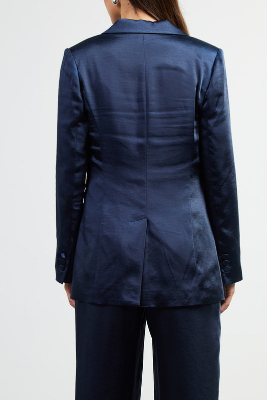 Evelyn Satin Blazer- Navy