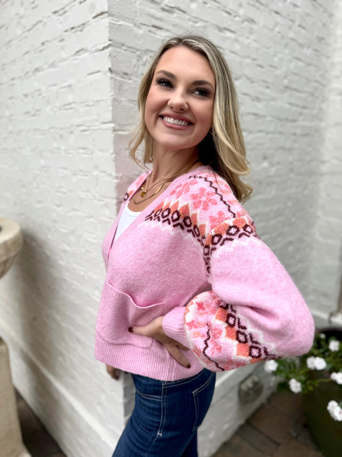 Faire Isle Intarsia Knit Cardigan