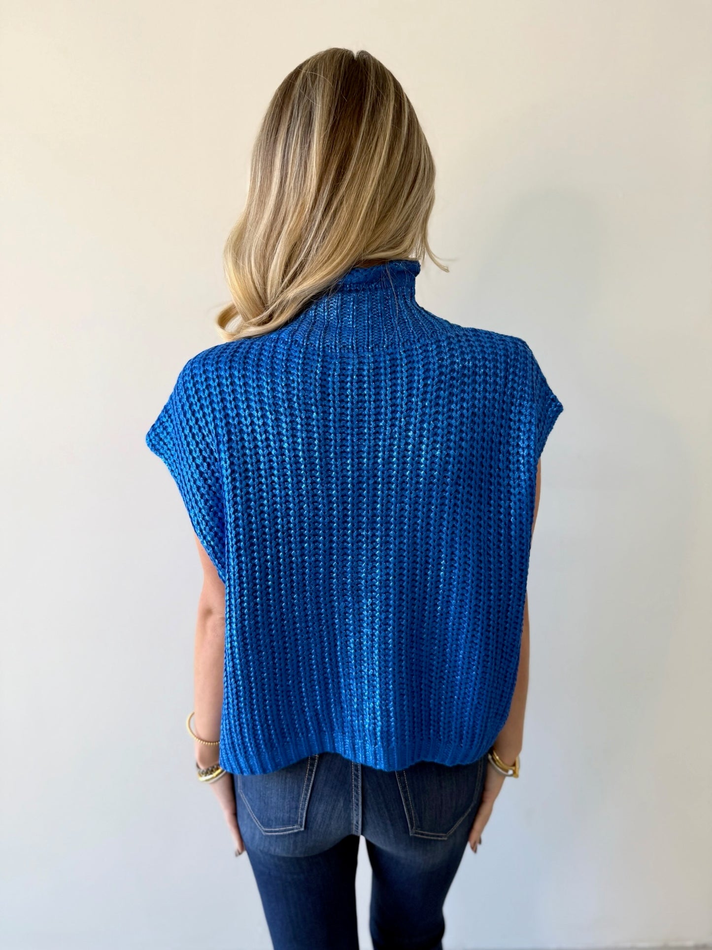 Glitzy Metallic Sweater - Royal