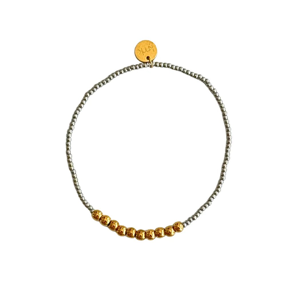 2mm Silver Bead & 4mm Gold Bead Bracelet - Private Gallery Boutique