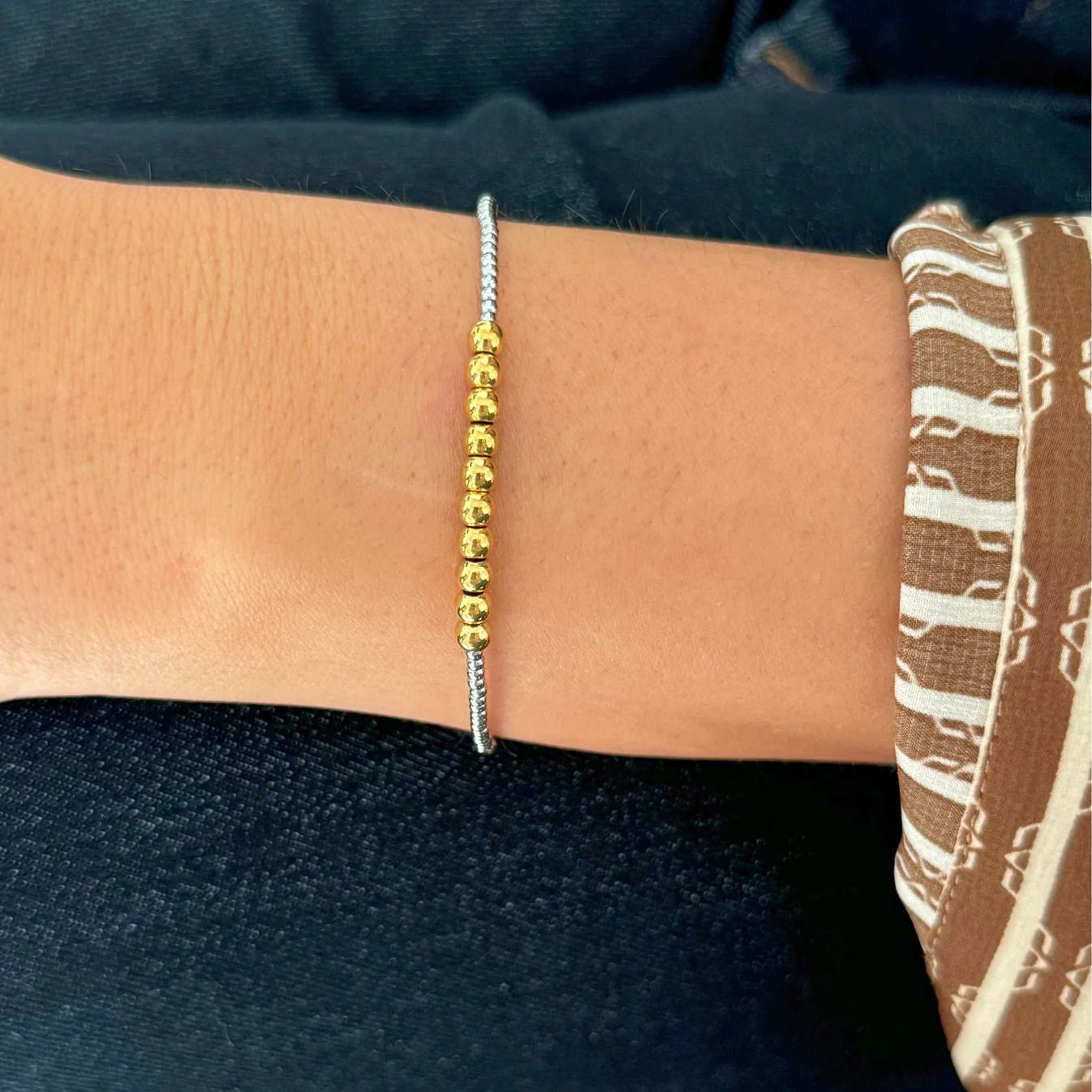 2mm Silver Bead & 4mm Gold Bead Bracelet - Private Gallery Boutique