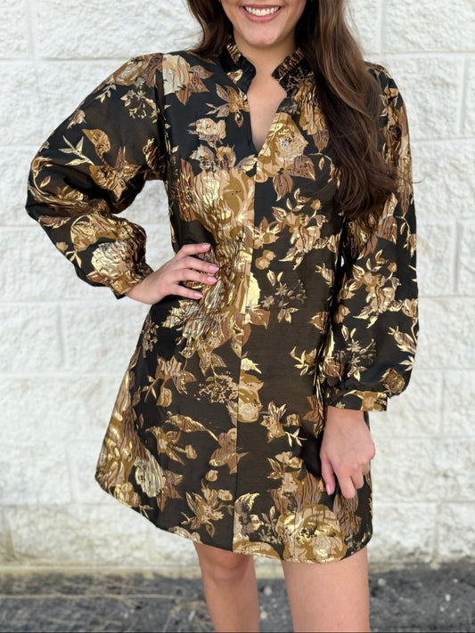 Floral Jacquard Print Dress