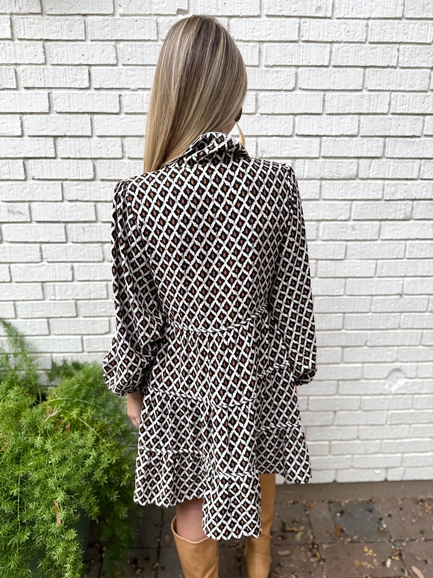 Diamond Ruffled Print Dress