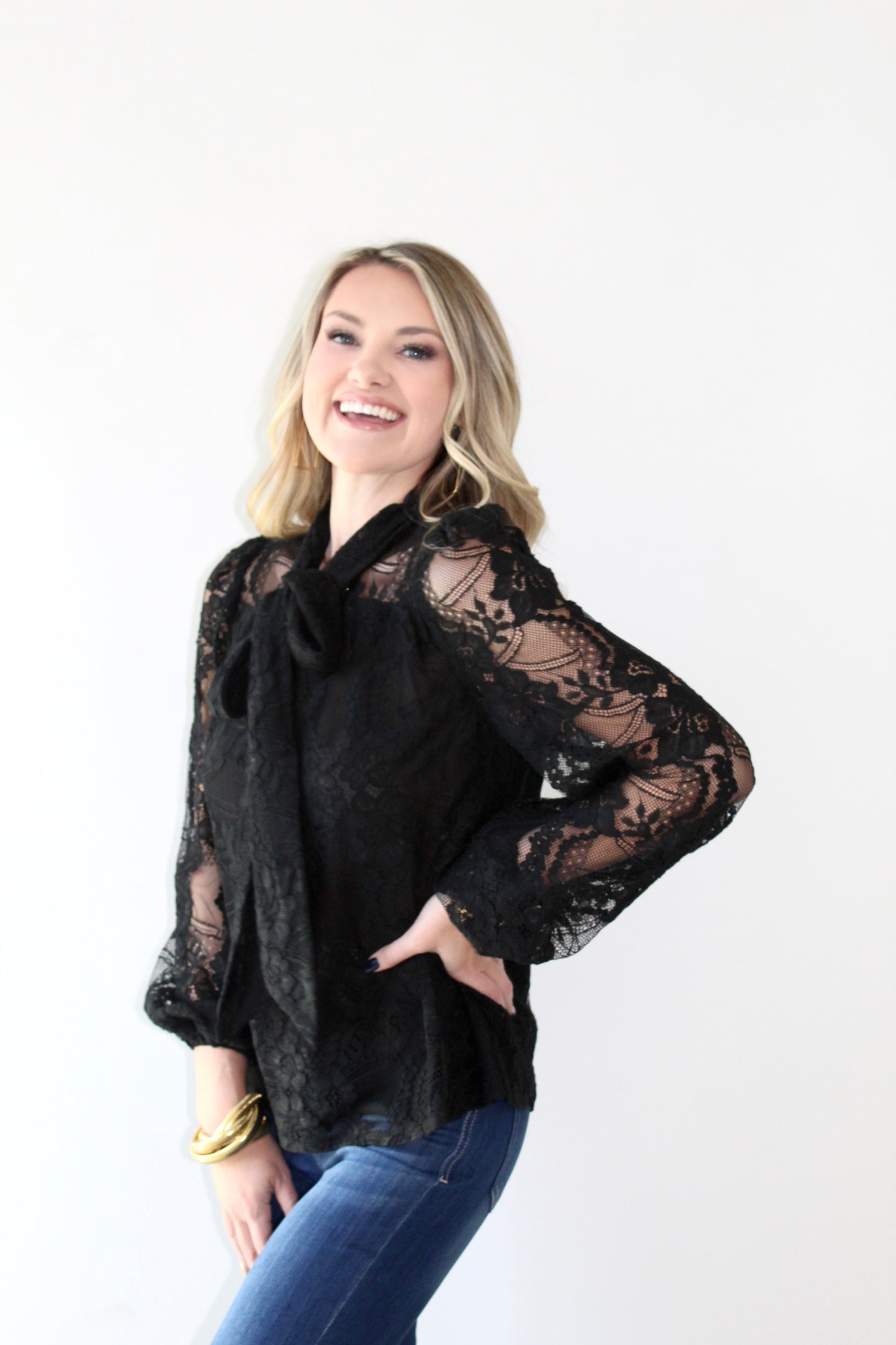 Tie Front Lace Detailed Top