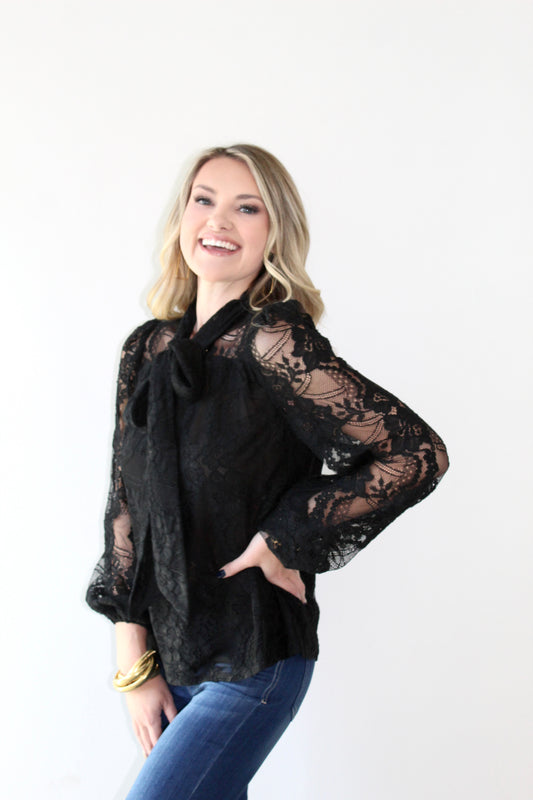 Tie Front Lace Detailed Top