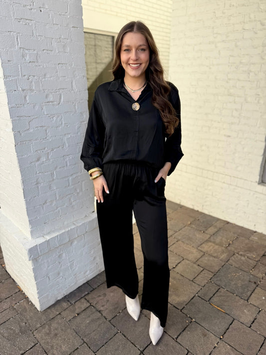 Italian Silky Pants - Black