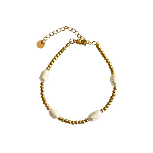 3mm Gold Bead with Pearls Clasp Bracelet - Private Gallery Boutique