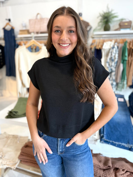 Solid Knit Mock Neck Top