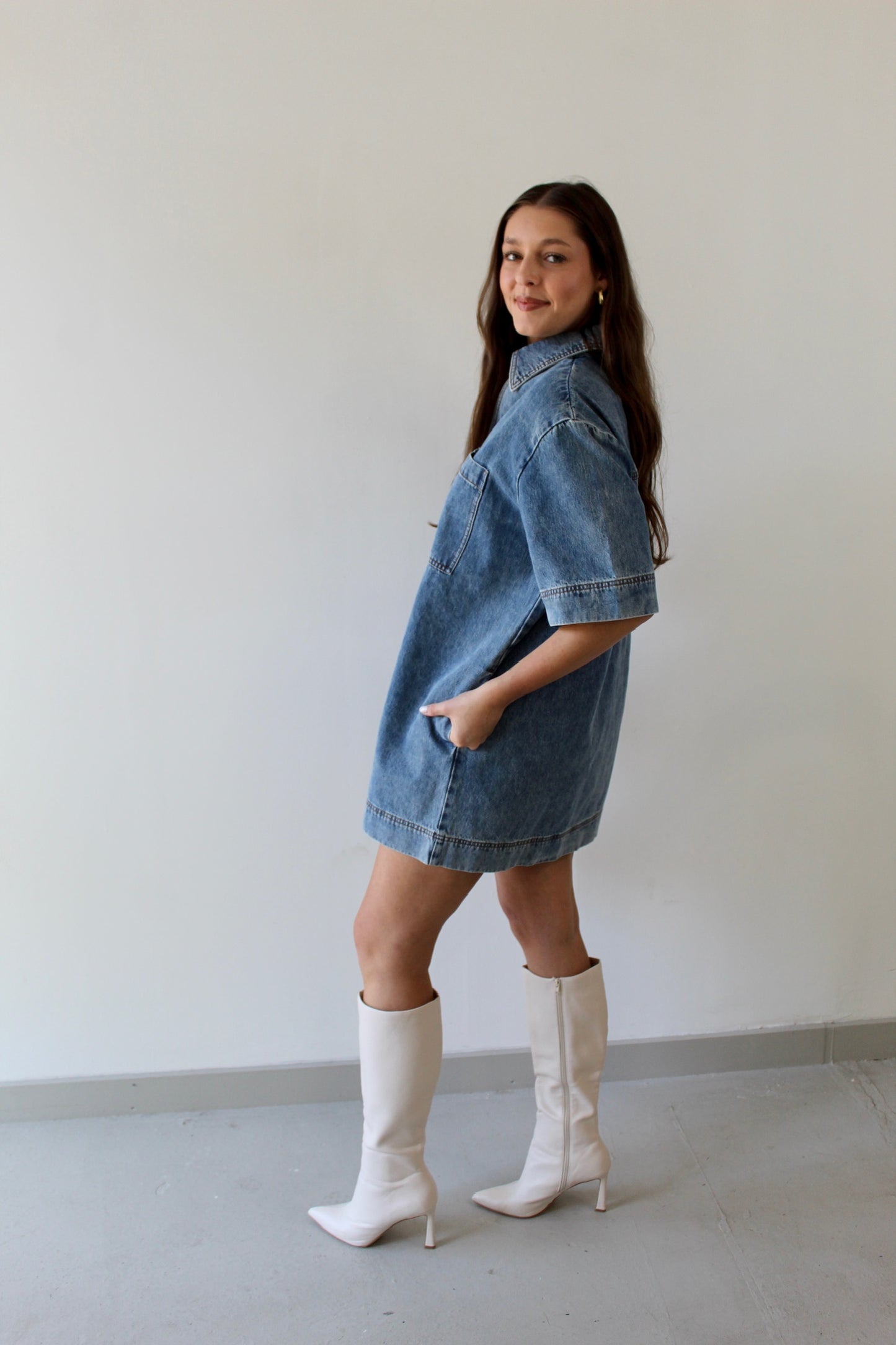 Vanessa V-neck Denim Tunic Dress