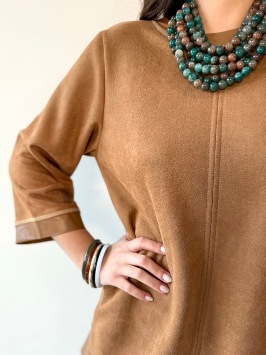 Vegan Leather Contrast Suede Dress