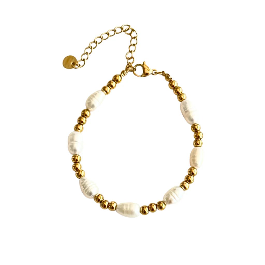 4mm Gold Bead with Pearls Clasp Bracelet - Private Gallery Boutique