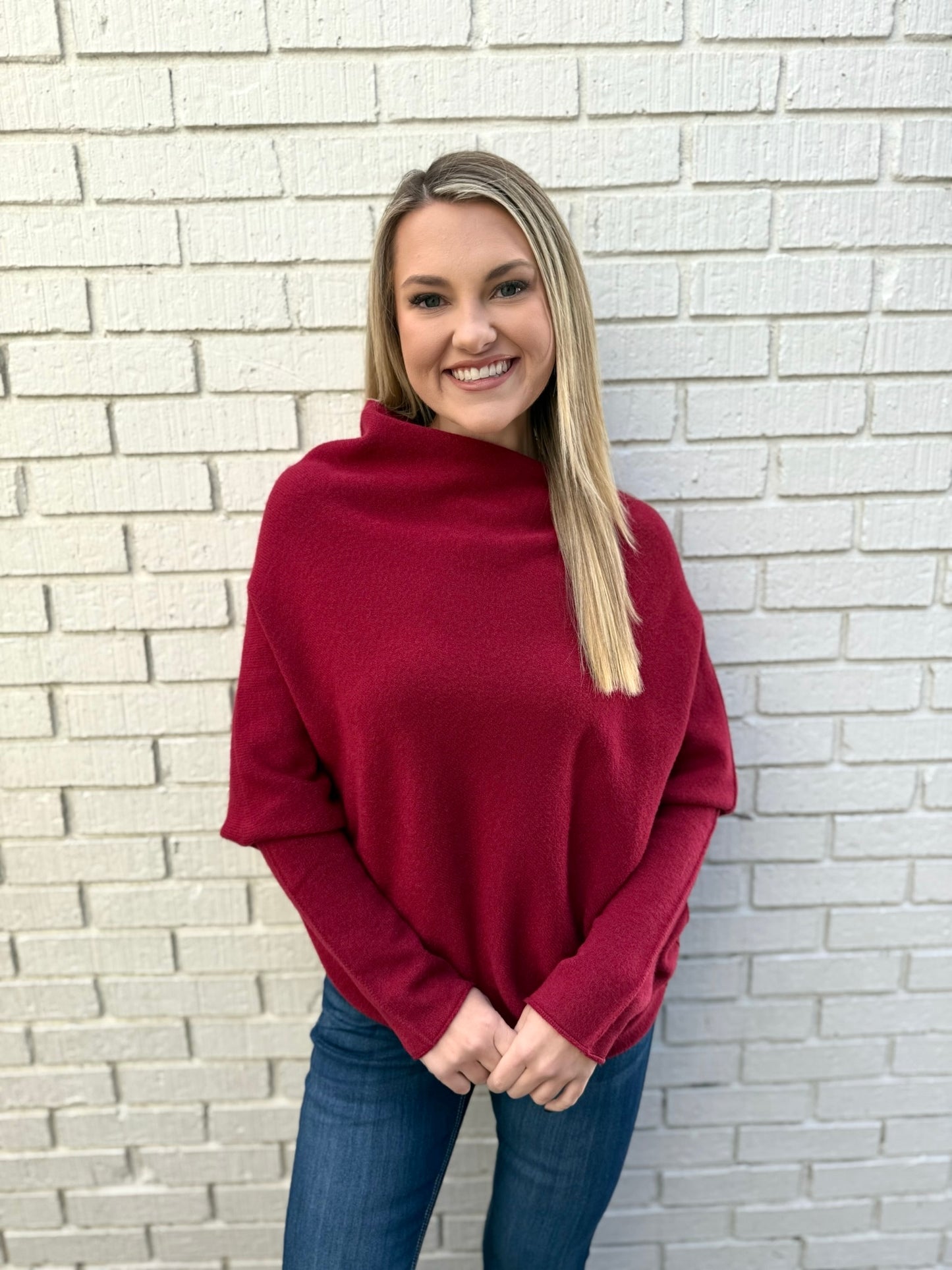 The Classic Asymmetrical Sweater - Wine