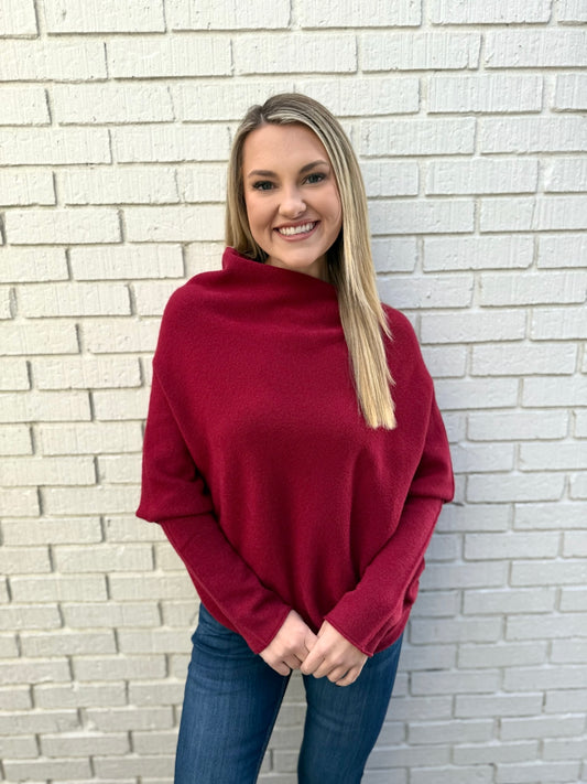 The Classic Asymmetrical Sweater - Wine