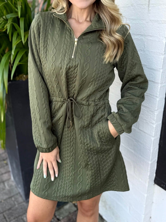 Scallop Ruffled Cable Knit Dress
