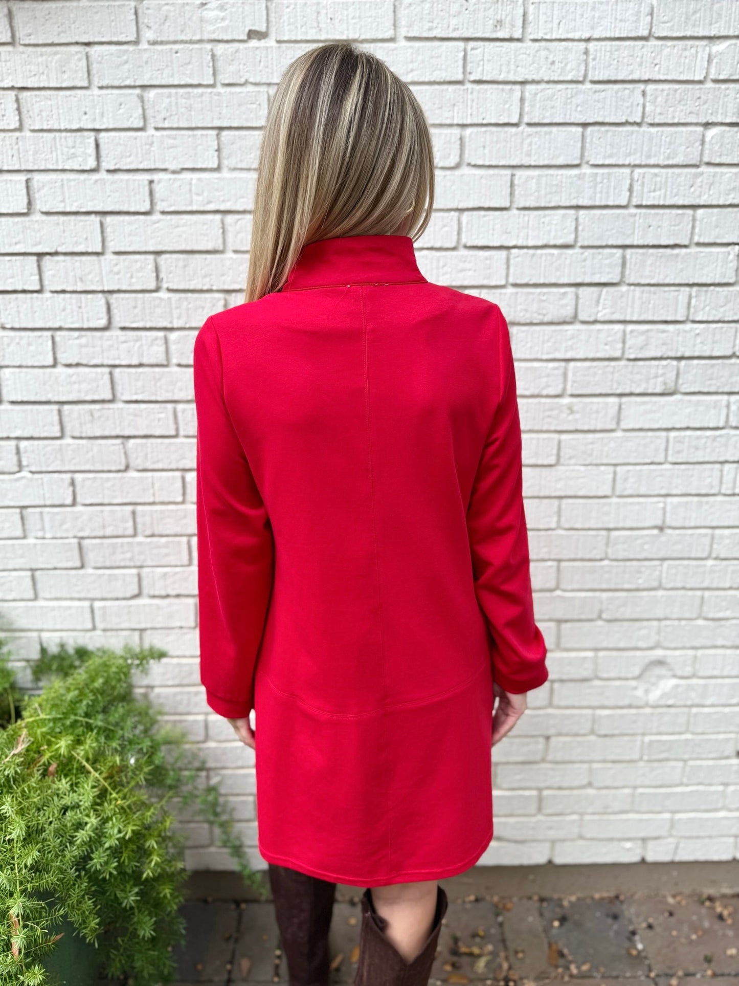 Stand Up Collared Shift Dress