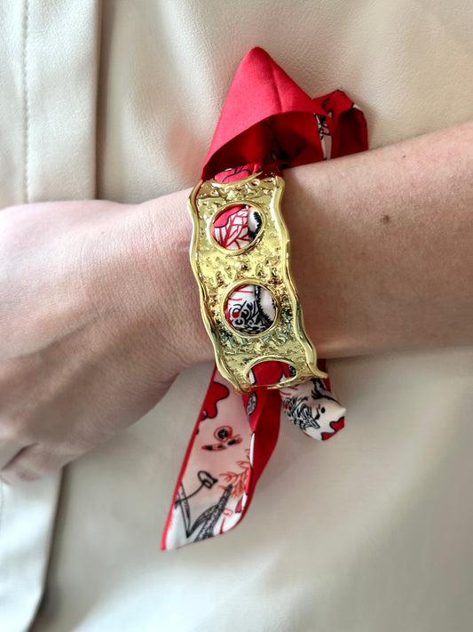 18K Gold Plated Silk Scarf Cuff