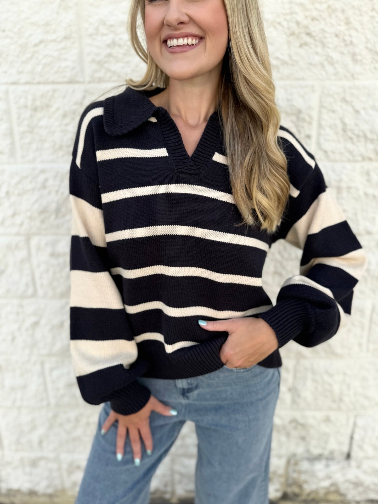 Mix Striped Knit Sweater