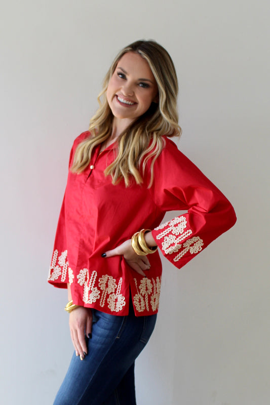 3D Floral Accent Top