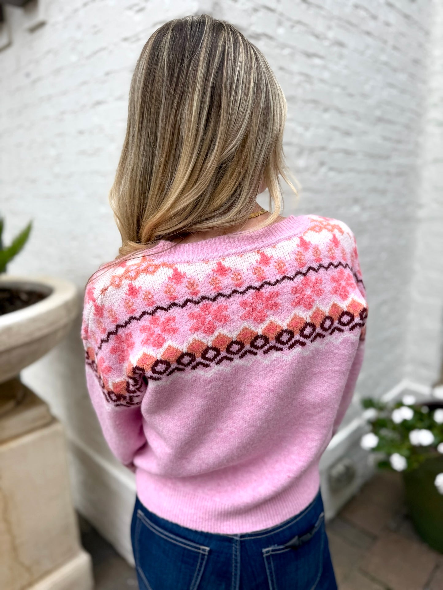 Faire Isle Intarsia Knit Cardigan