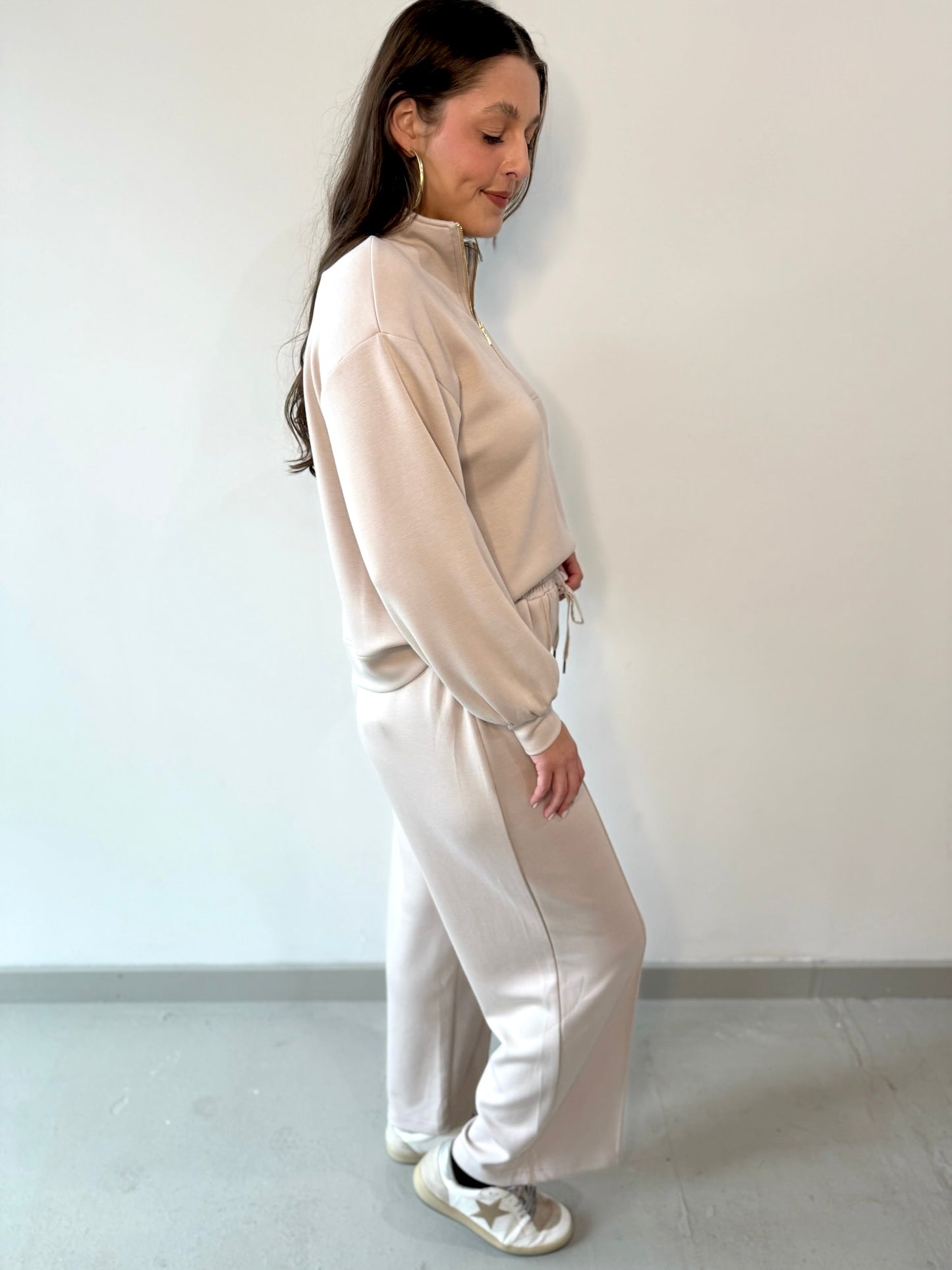 Hannah Half zip top & Pant Set - Almond