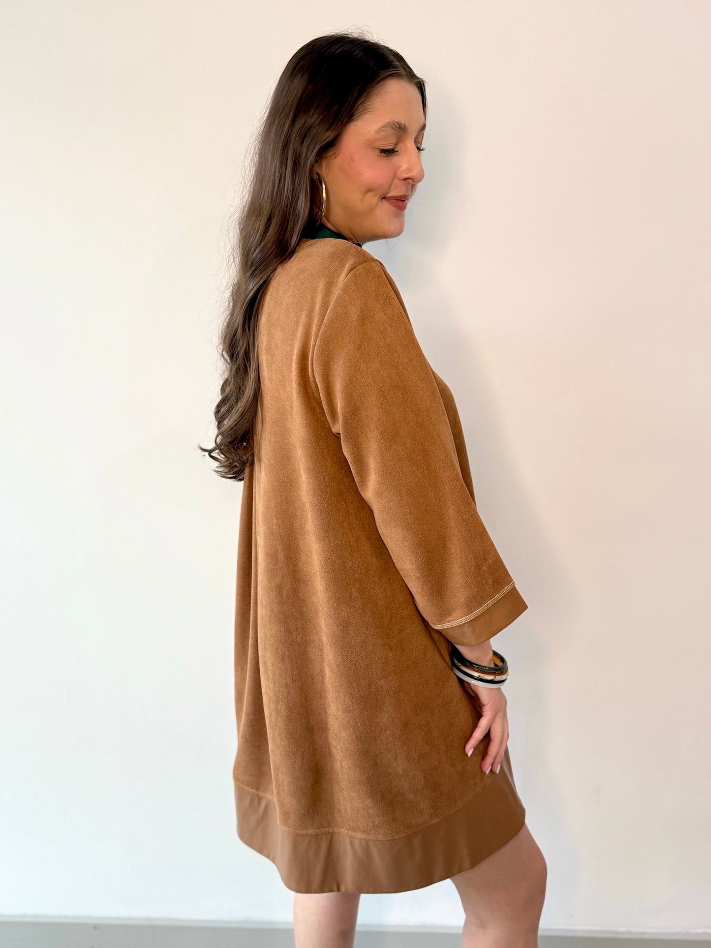 Vegan Leather Contrast Suede Dress