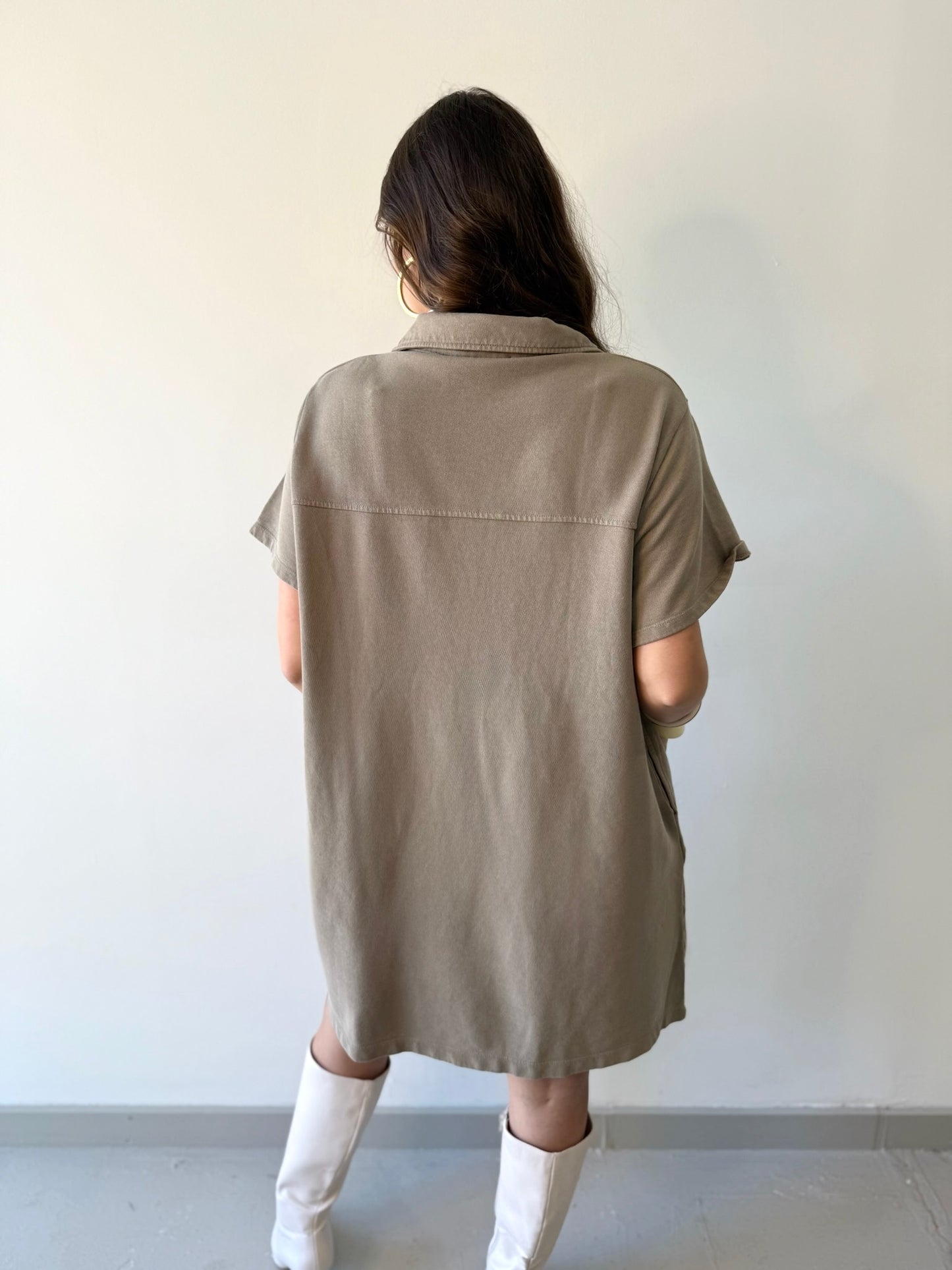 Collared Cotton Mini Dress