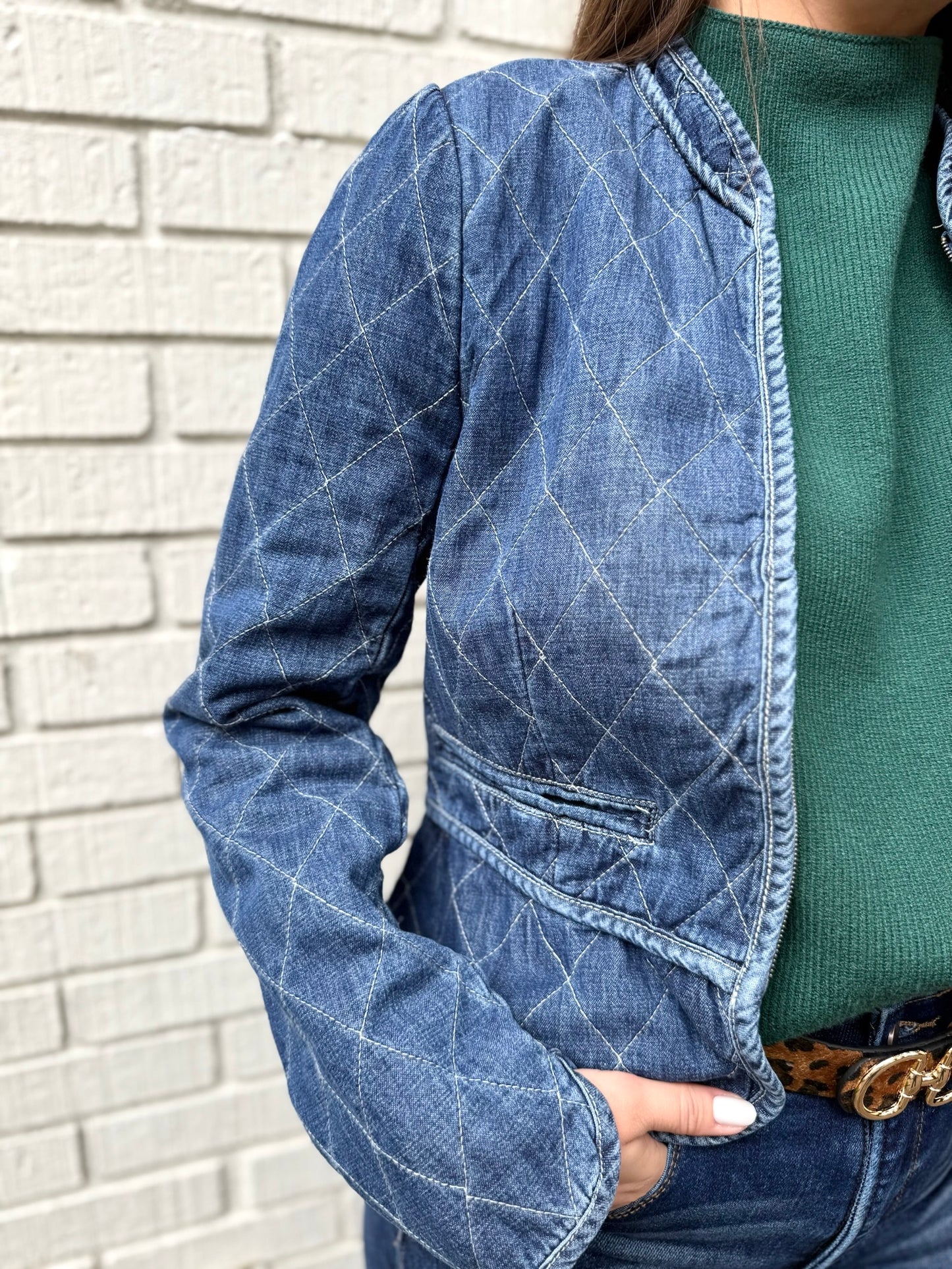 Quilted Zip Denim Jacket