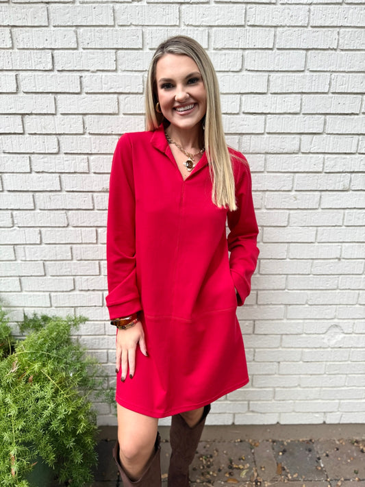 Stand Up Collared Shift Dress