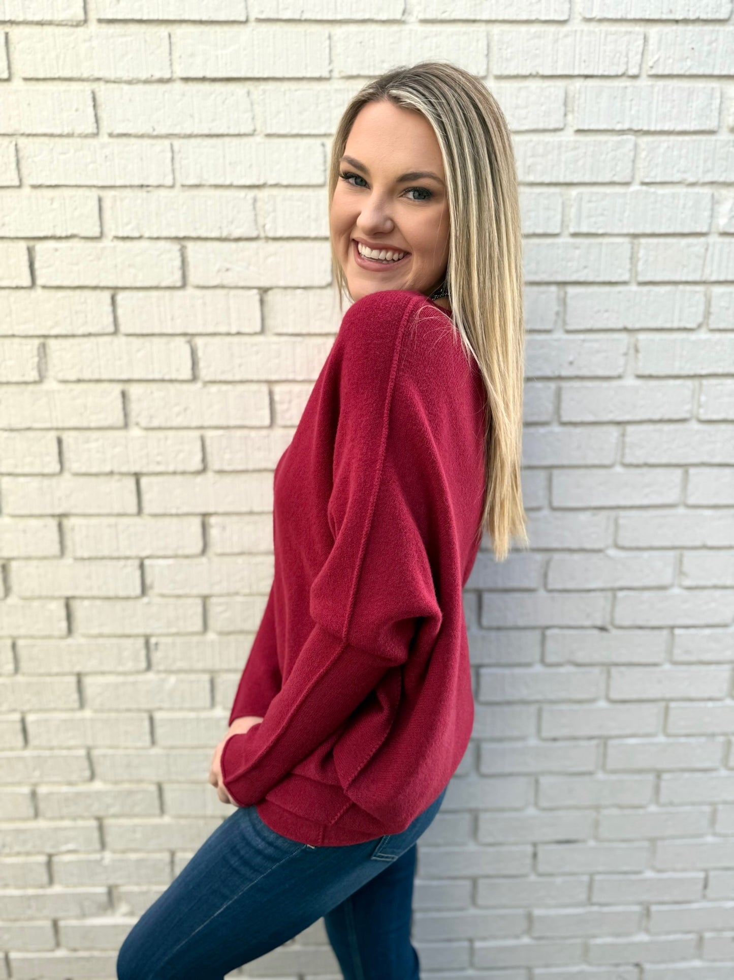 The Classic Asymmetrical Sweater - Wine