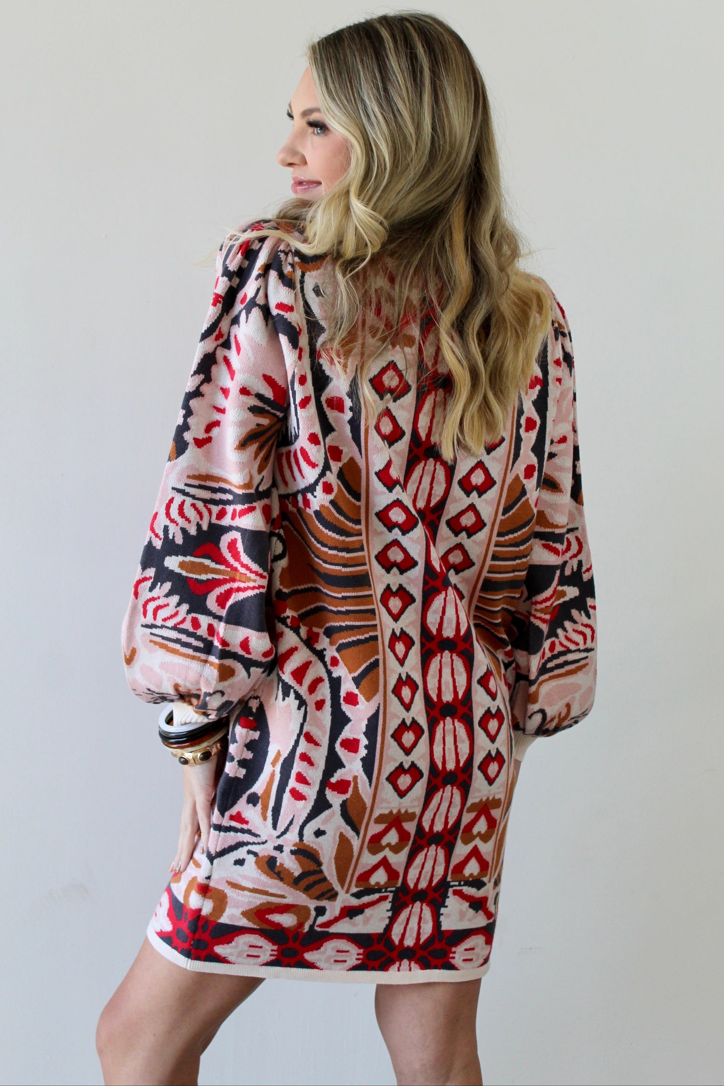 Tribal & Floral Motif Print Dress