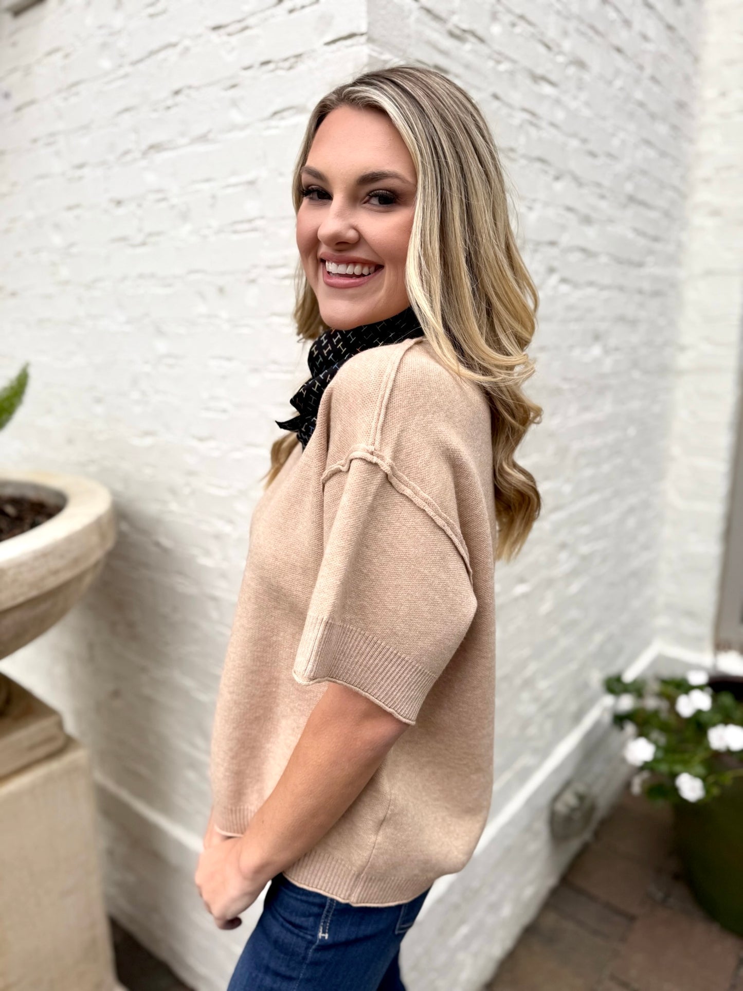 Oatmeal Raw Edge Sweater