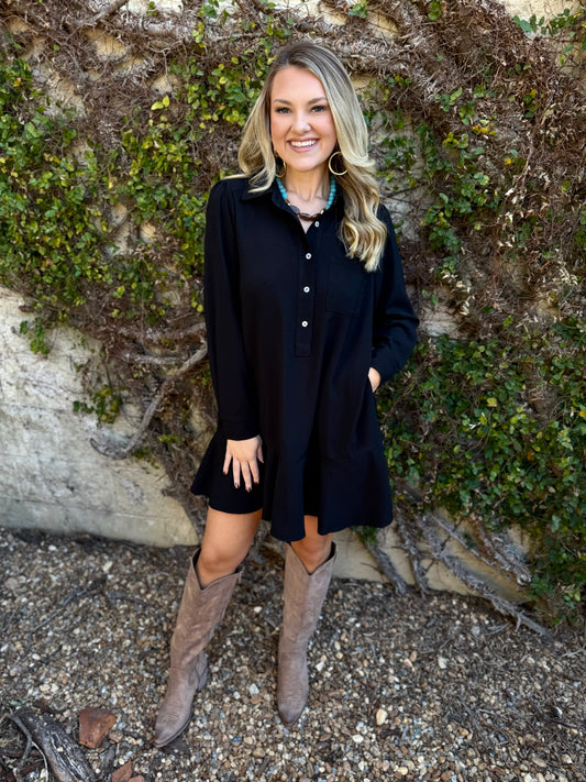 Candyce A Line Mini Dress - Black