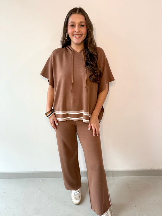 Striped Hem Hoodie & Pants Set