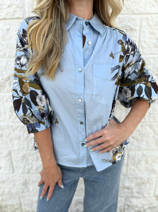 Isla Floral print cuff band Shirt