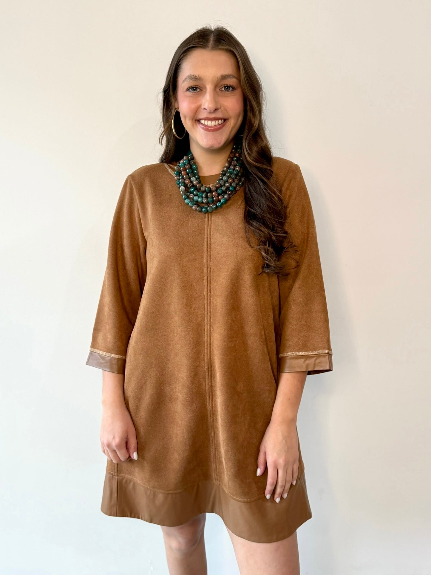 Vegan Leather Contrast Suede Dress